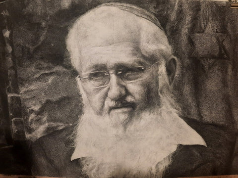 אילת פולק | Ayelet Polak, Rabbi Waldman, charcoal on paper, 40 by 60 cm