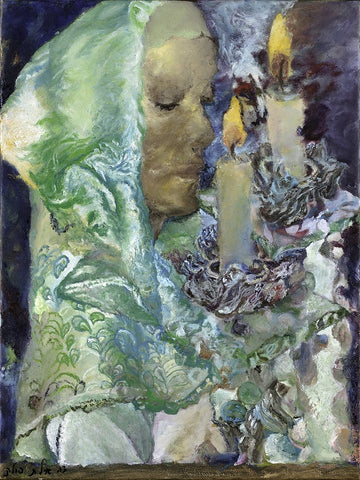 אילת פולק | Ayelet Polak, Candlelighting, oil on canvas, 40 by 30 cm