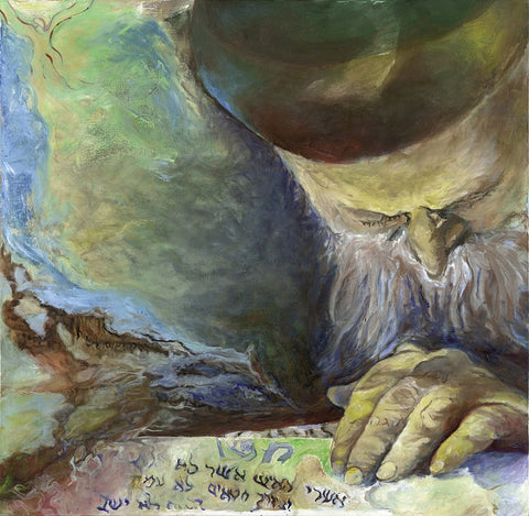 אילת פולק | Ayelet Polak, The Blessed Man, oil on canvas, 100 by 100 cm.