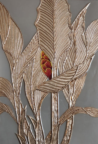 אולגה קוגן | Olga Cogan, Texture, gold leaf, acrylic paint, epoxy on canvas, 100 by 70 cm