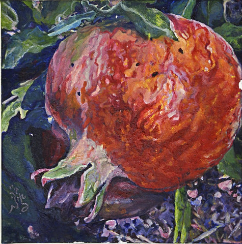 אילת פולק | Ayelet Polak, Pomegranate, oil on canvas, 20 by 20 cm