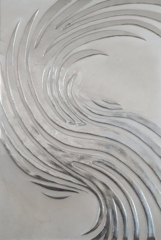 אולגה קוגן | Olga Cogan, Texture, silver leaf, acrylic paint, epoxy on artboard (mdf), 100 by 70 cm, 10 kg