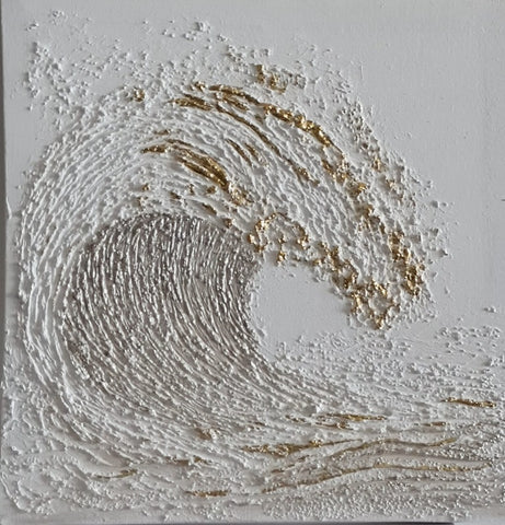 אולגה קוגן | Olga Cogan, Texture, acrylic paint with gold touches on canvas, 30 by 30 cm