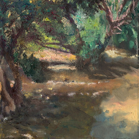אילת פולק | Ayelet Polak, Olive Trees, oil on canvas, 20 by 20 cm