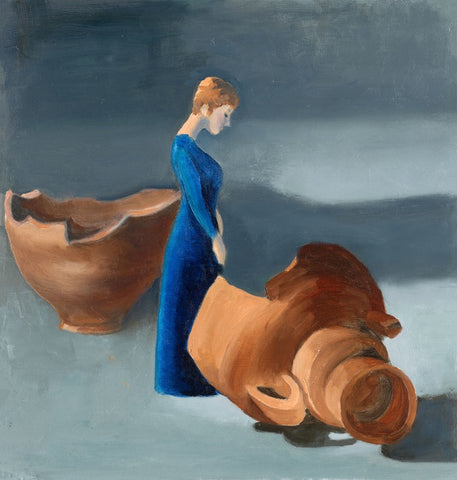 אלה שמעוני | Ella Shimoni, oil on unstretched canvas, 48 by 45 cm