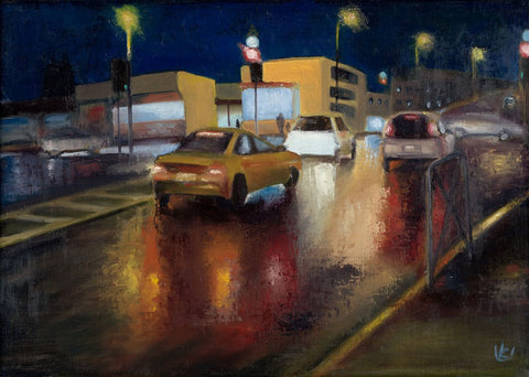 אלה שמעוני | Ella Shimoni, Oil on canvas mounted on wood with frame, 35 by 73 cm.